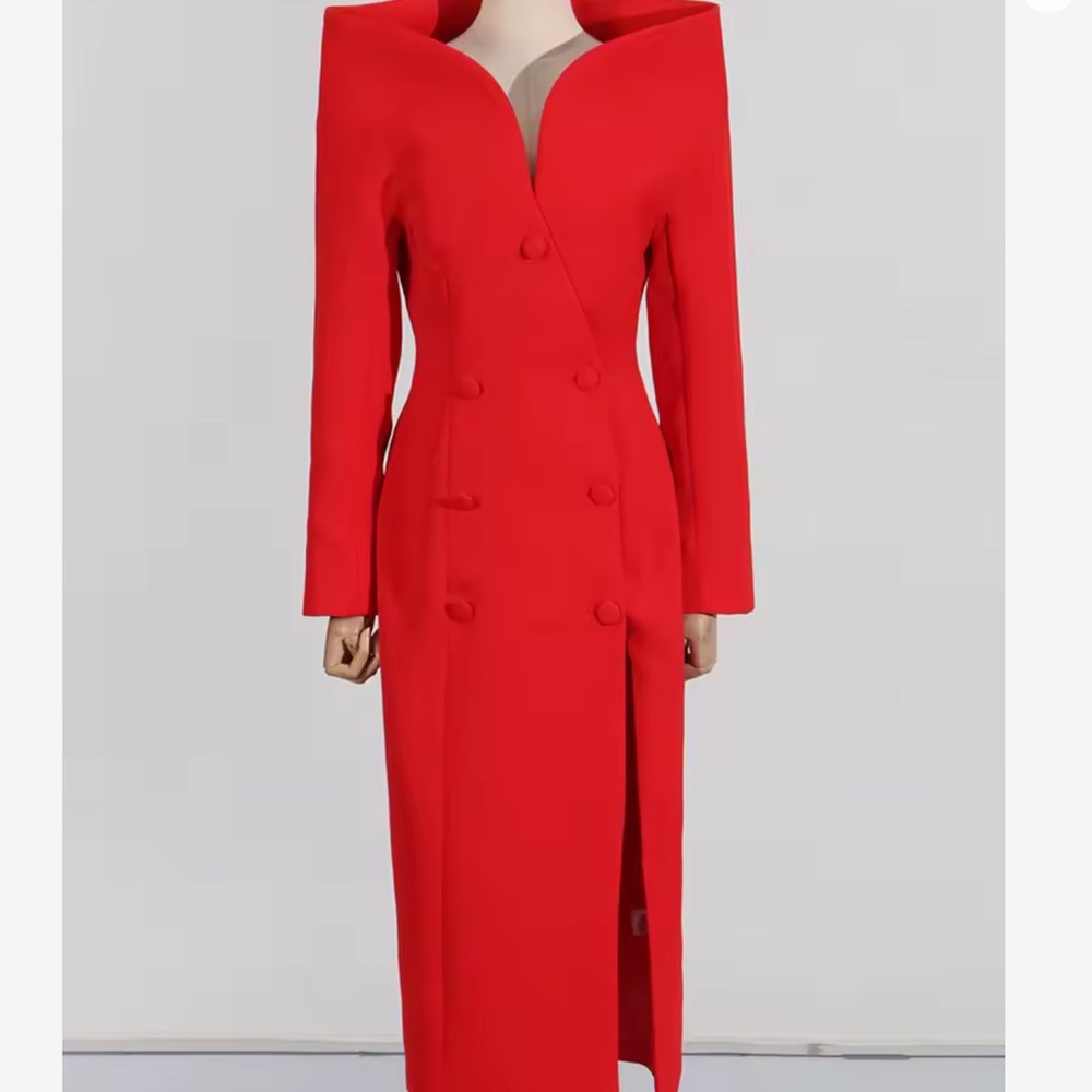 NWOT 🔥 Red Double Breasted Designer -Inspired Coat